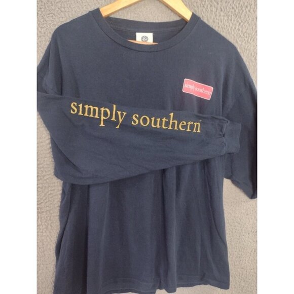 Simply Southern T-Shirt Small Elephant Long Sleeve Blue Pink Love Casual - Picture 3 of 10